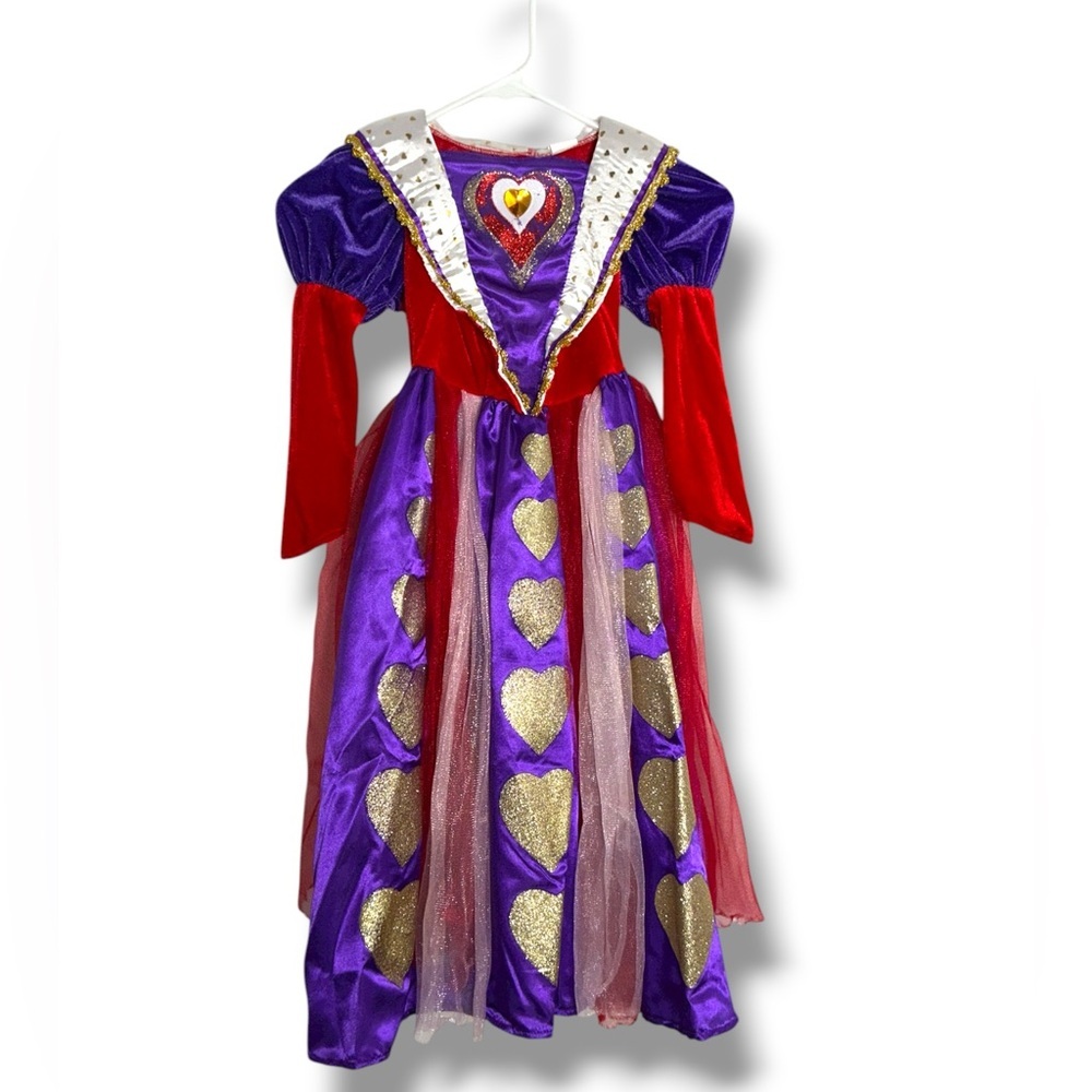 Alice Wonderland Costume Queen of Hearts Red Purple Gold Cracker Barrel Girl 4/5 - Picture 2 of 16